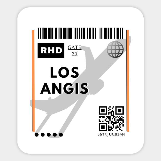 Los Angeles Ticket Design Los Angeles Ticket Design Sticker TeePublic